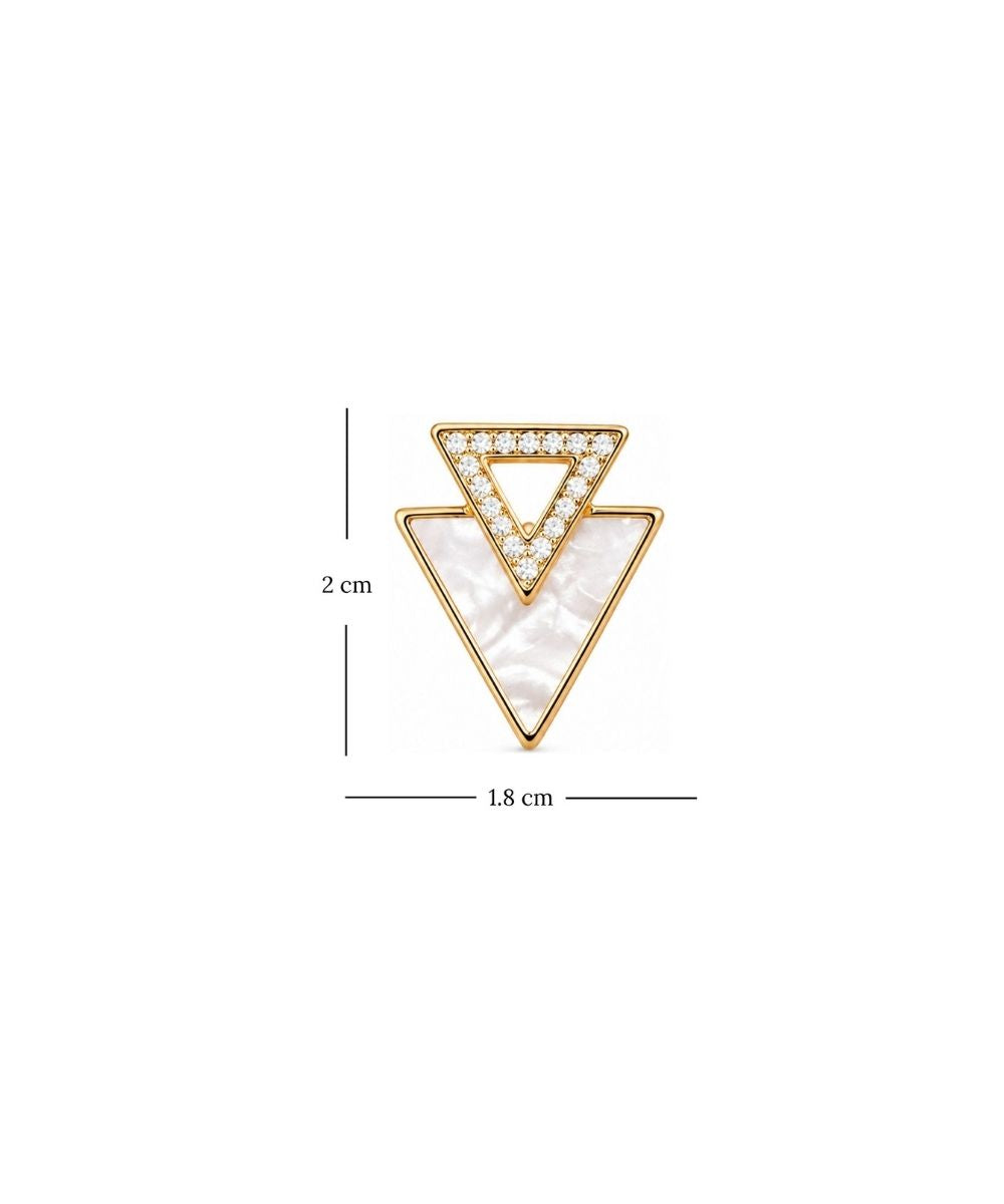 Gold Plated Triangle Shape Cubic Zirconia Stud Earrings