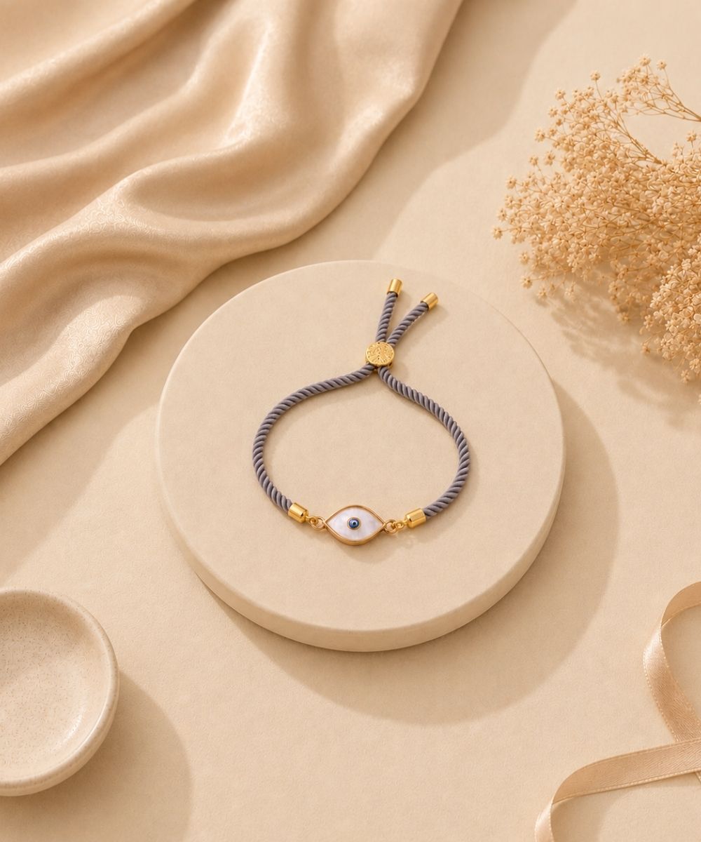 Gold-Plated Evil Eye Adjustable Bracelet