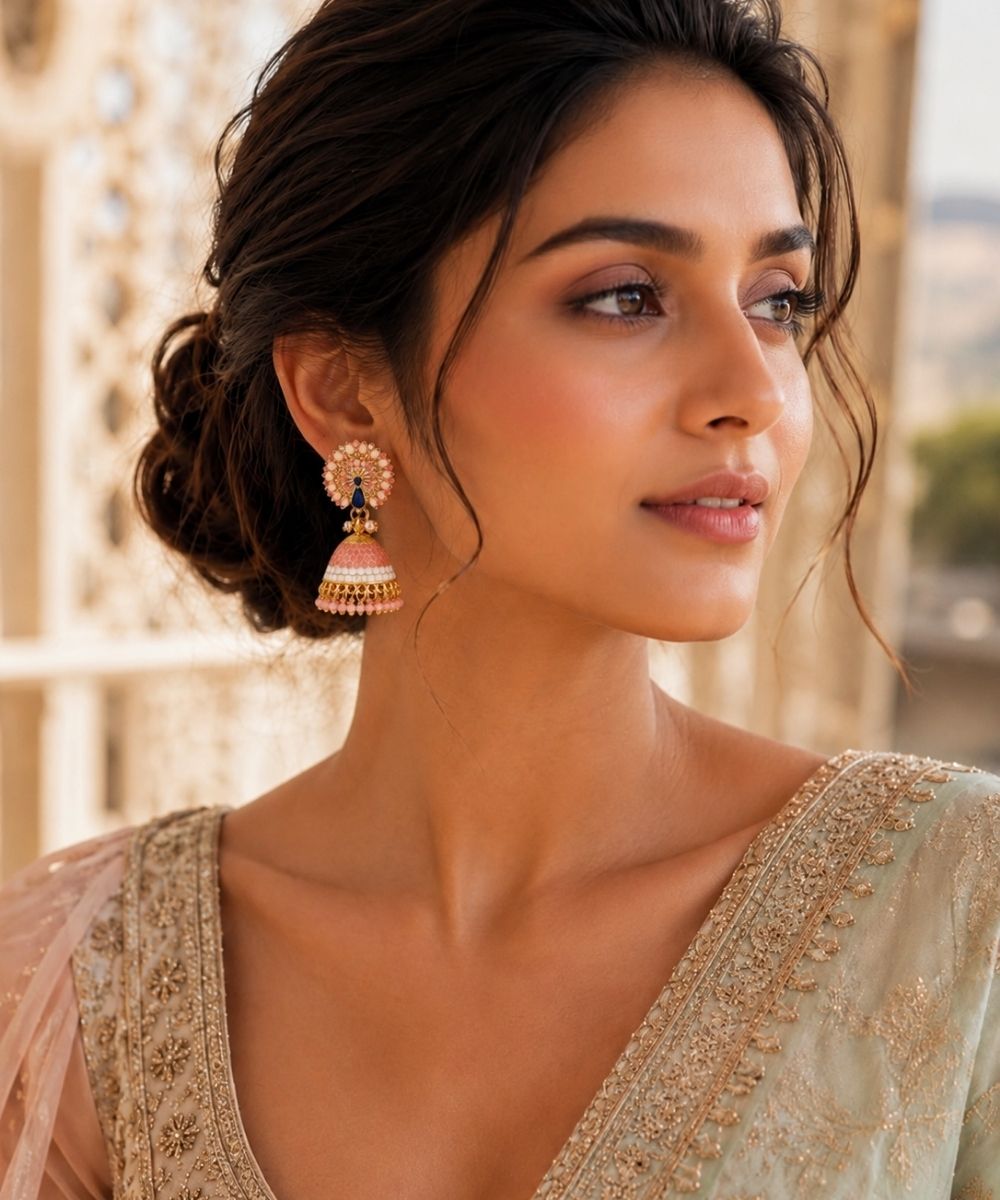 Gold Plated Peacock Style Jhumki Earrings