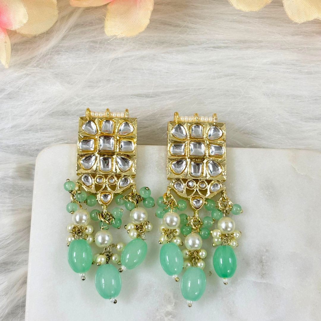 BDiva 18k Gold Plated Mint Cascade Dangle Earrings with a Symphony of Style and Sophistication