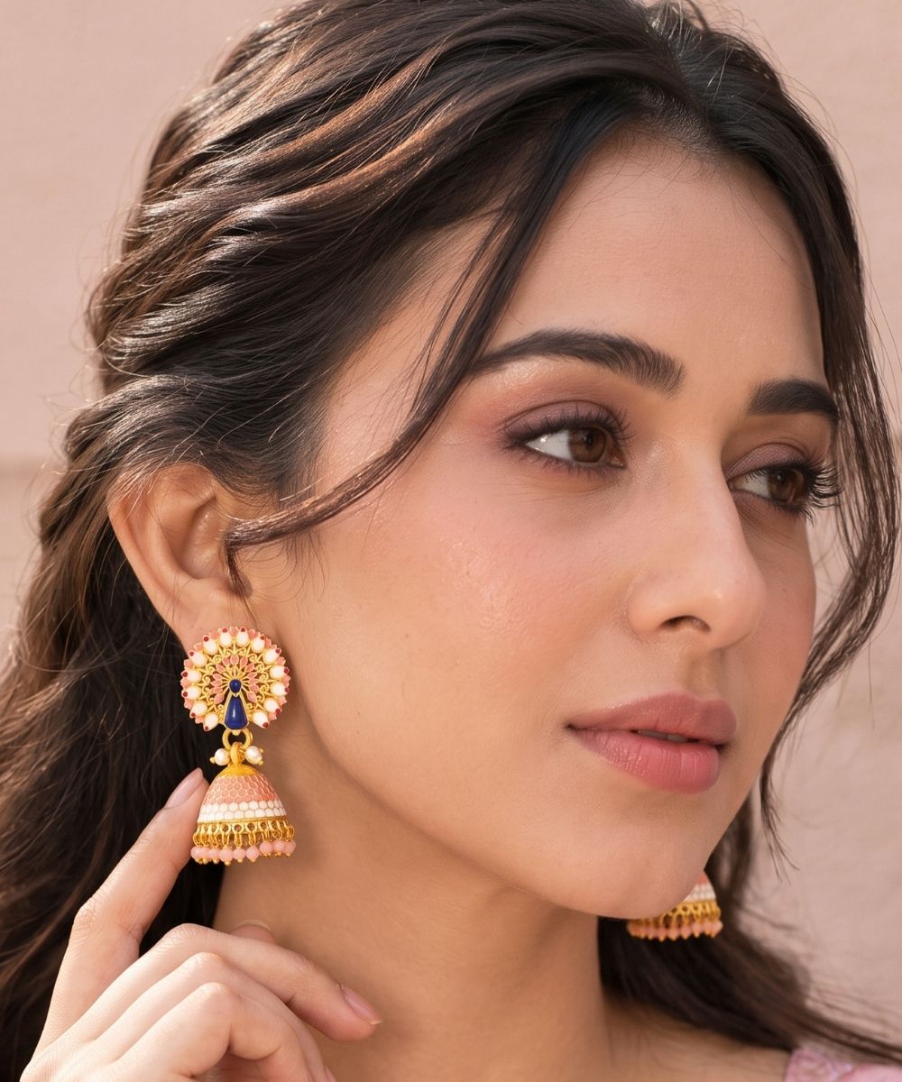 Gold Plated Peacock Style Jhumki Earrings