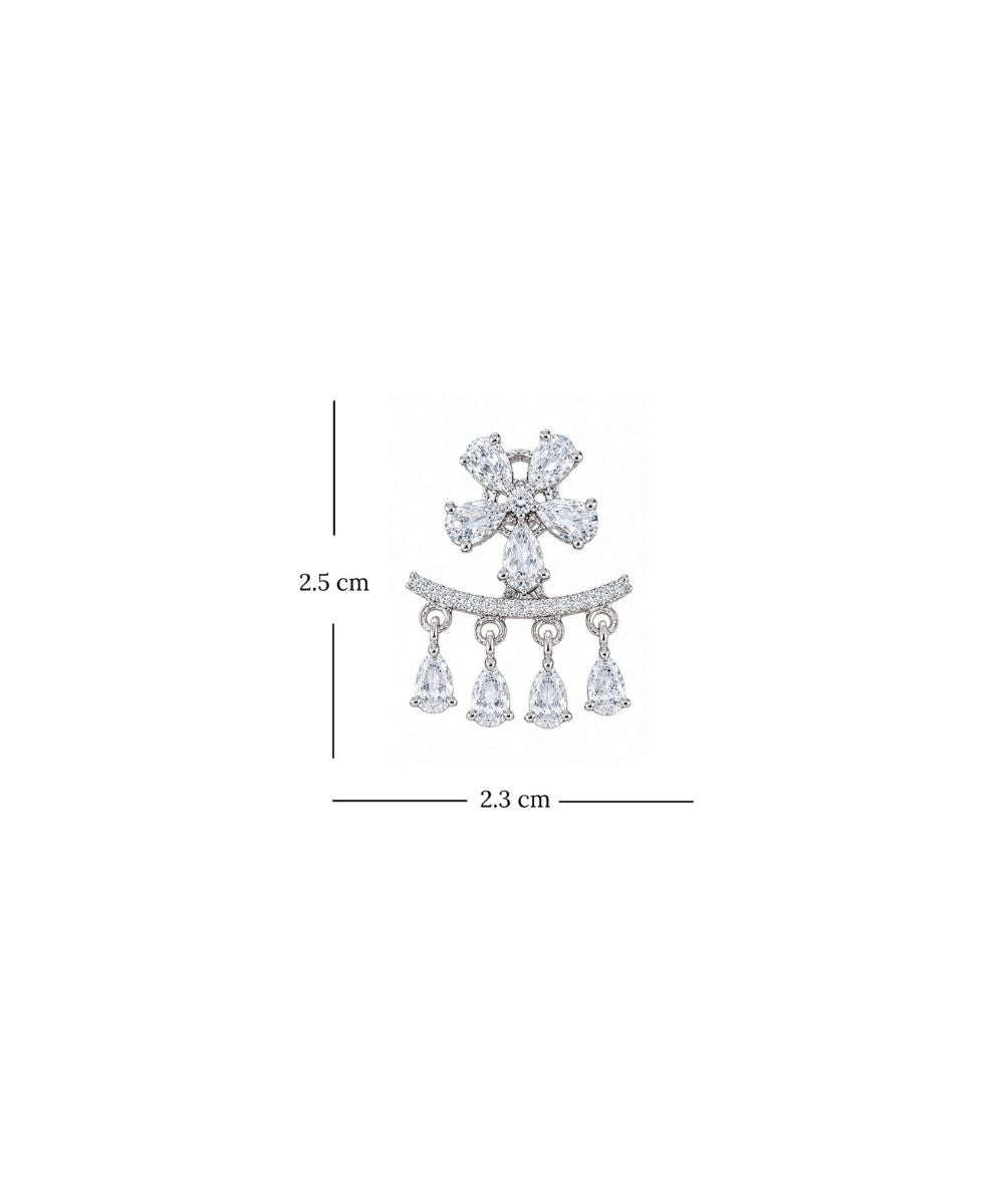 Rhodium Plated Cubic Zirconia Earring