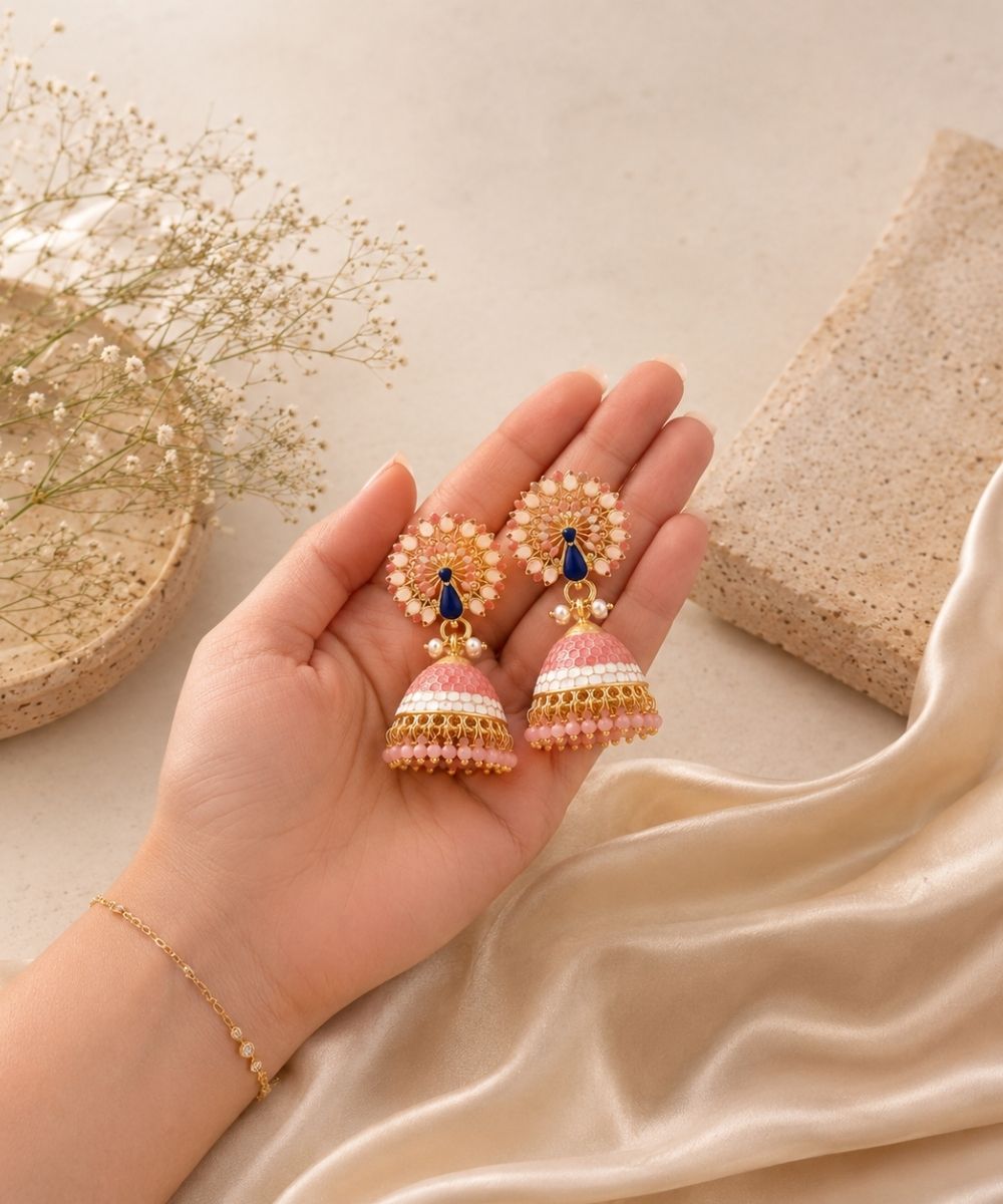Gold Plated Peacock Style Jhumki Earrings