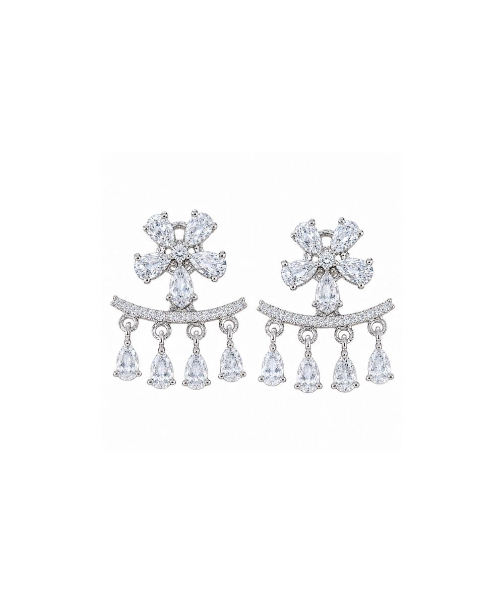 Rhodium Plated Cubic Zirconia Earring