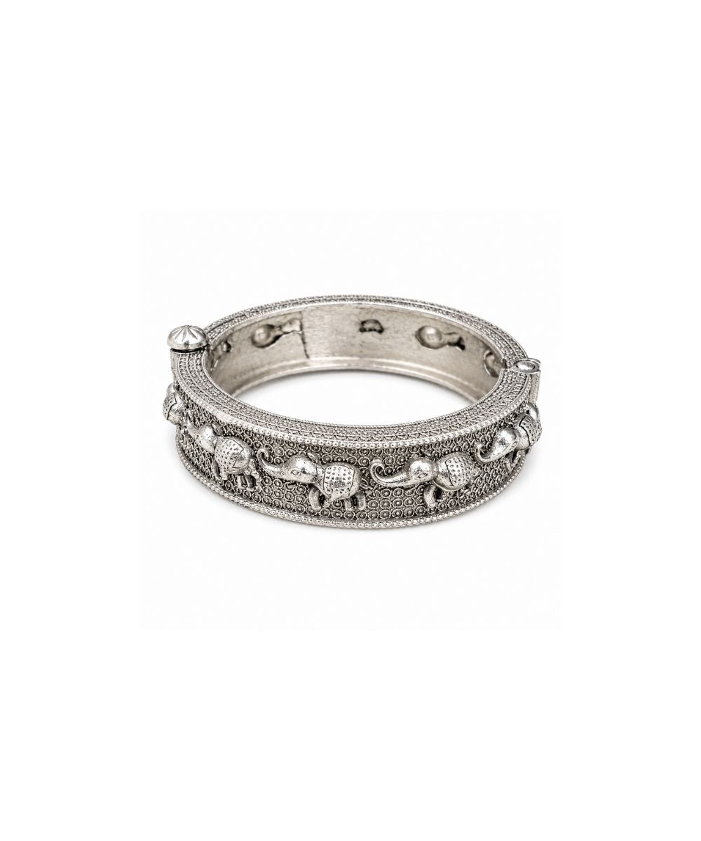 Oxidized Elephant Statement Bangle
