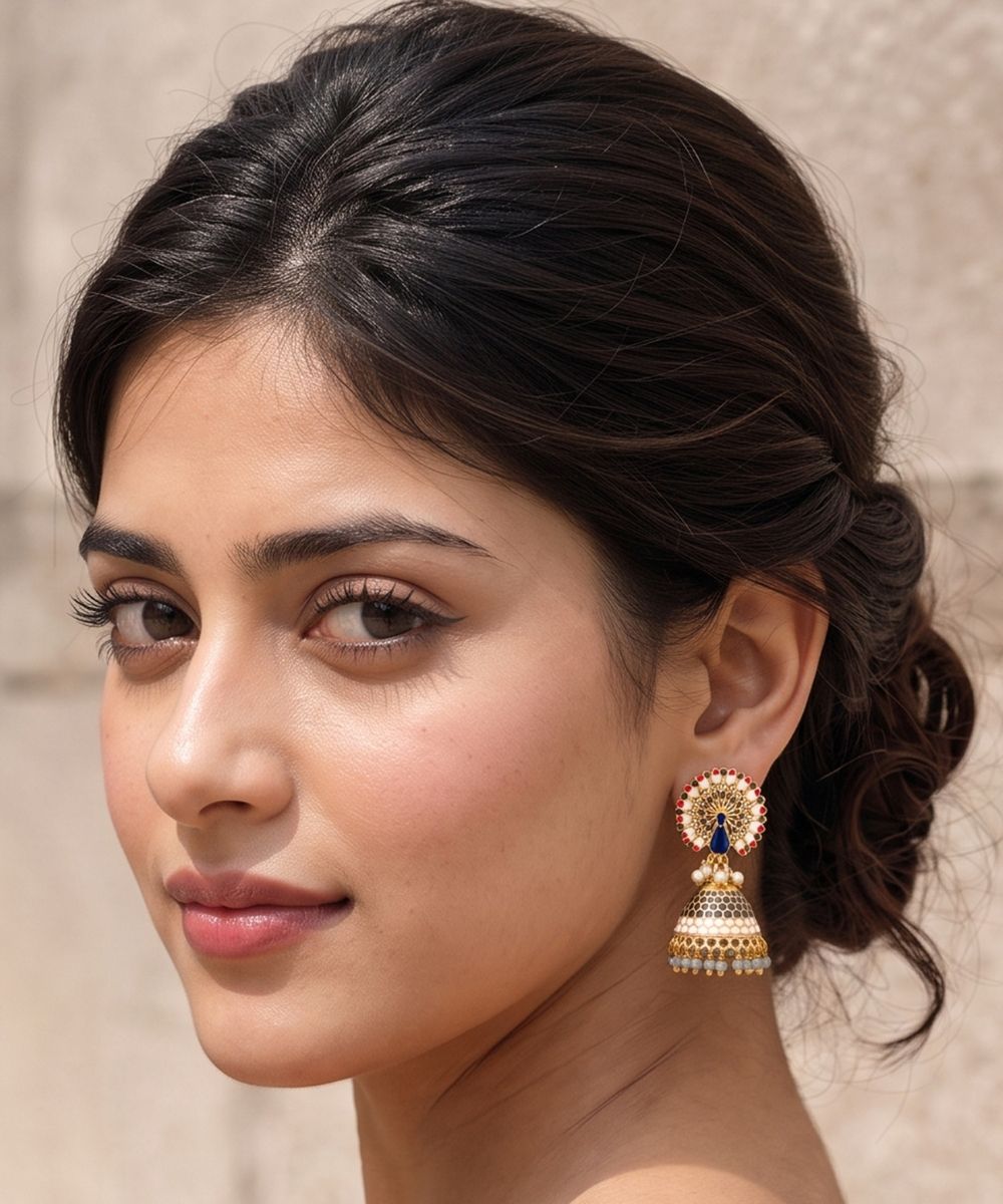 Gold Plated Peacock Style Jhumki Earrings