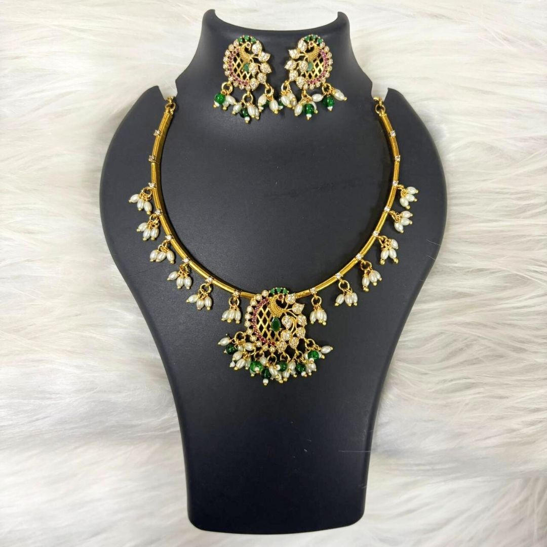 Gold Plated Kundan & Pearl Choker Set