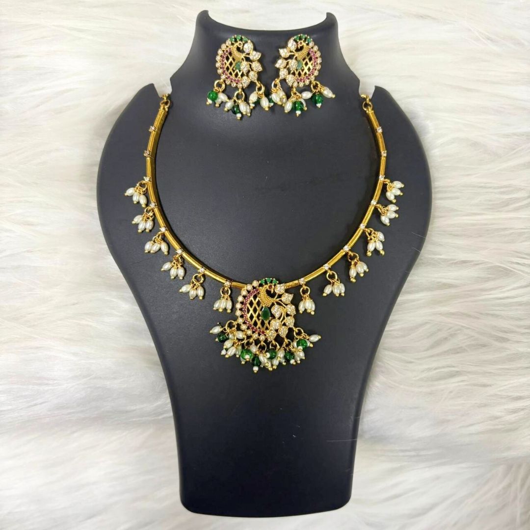 Gold Plated Kundan & Pearl Choker Set