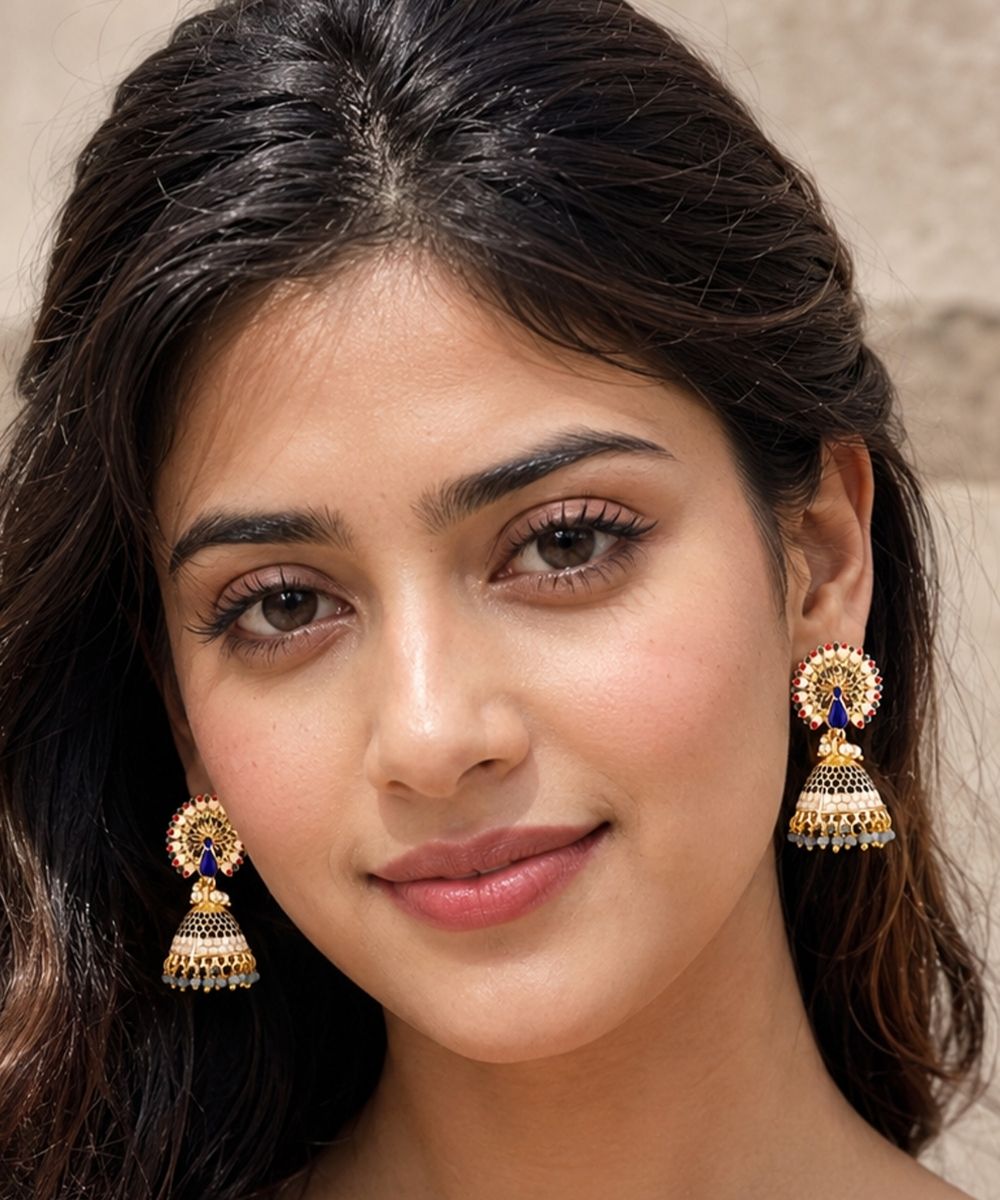 Gold Plated Peacock Style Jhumki Earrings