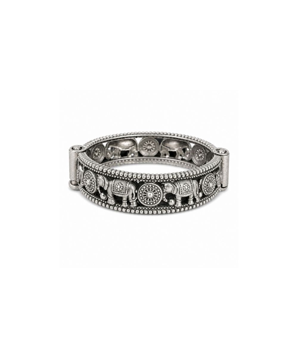 Oxidized Elephant Statement Bangle