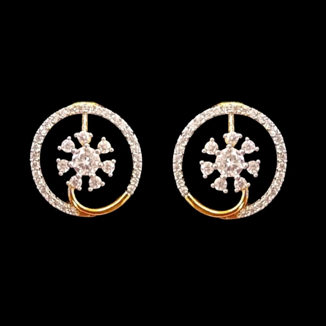 Gold-Plated Cubic Zirconia Pendant & Earrings Set