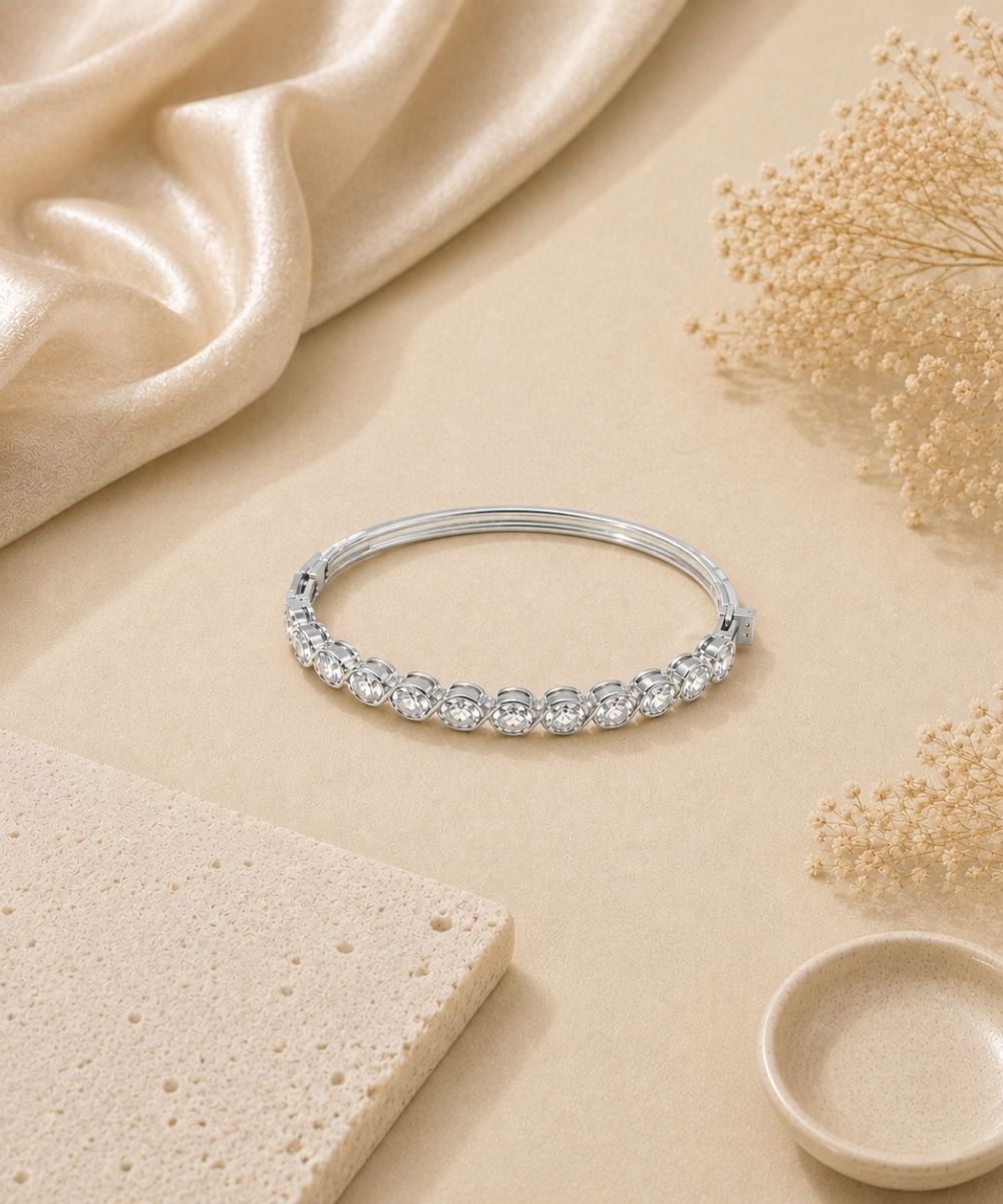 Rhodium Plated Cubic Zirconia Bracelet