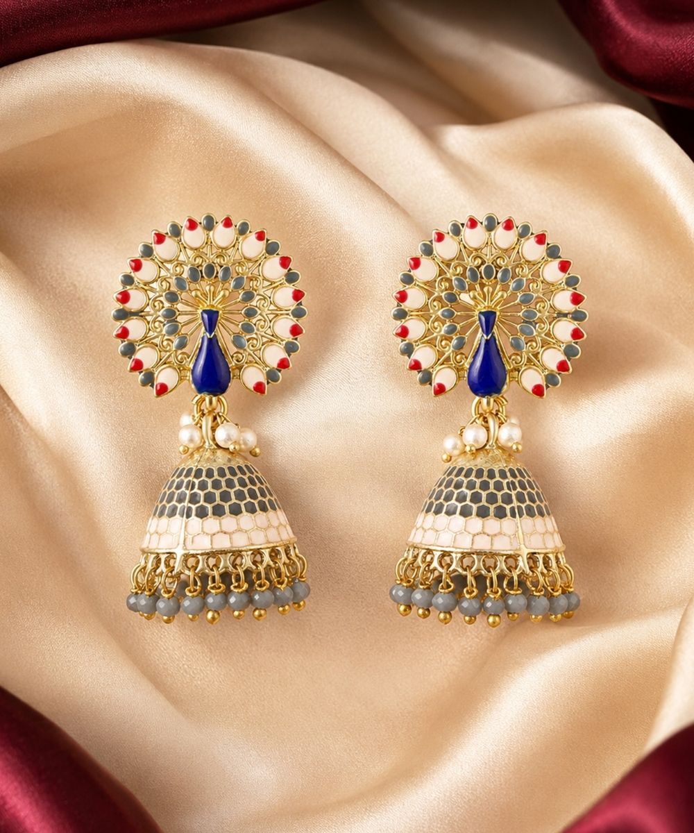 Gold Plated Peacock Style Jhumki Earrings