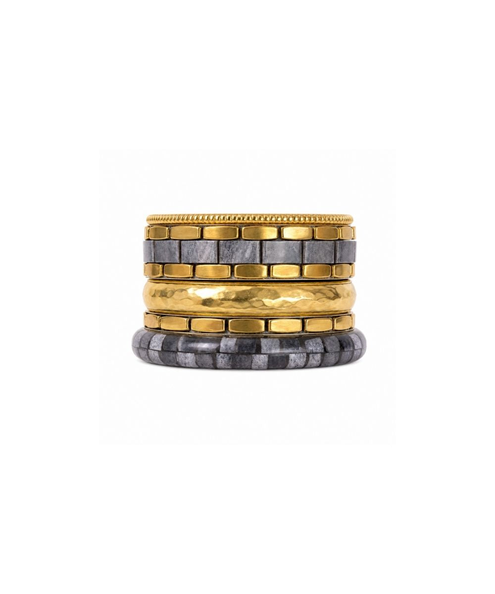 Gold Plated Stone Chips Set of Bangles