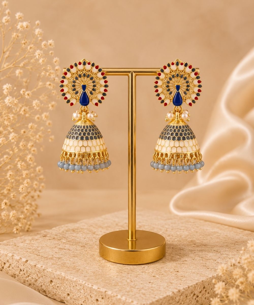 Gold Plated Peacock Style Jhumki Earrings