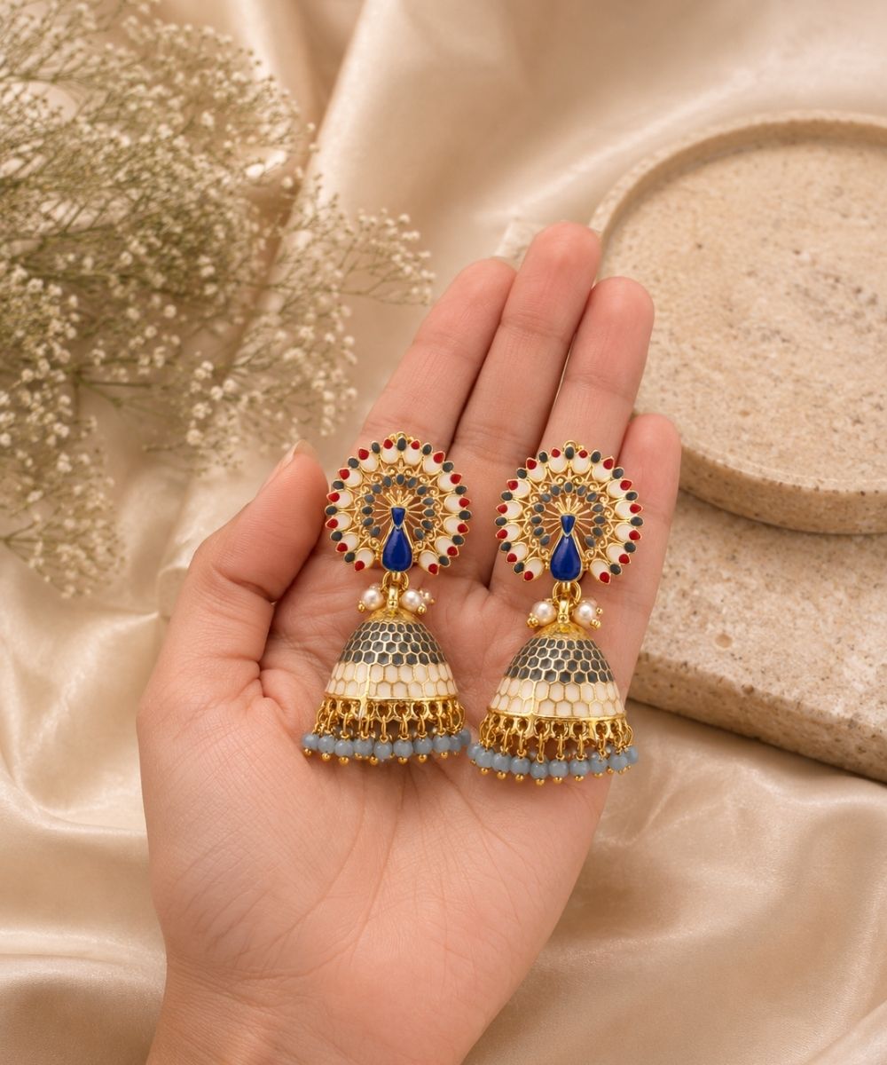 Gold Plated Peacock Style Jhumki Earrings