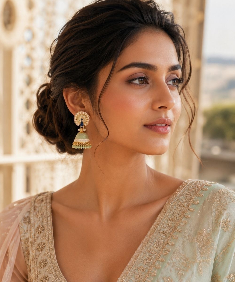 Gold Plated Peacock Style Jhumki Earrings