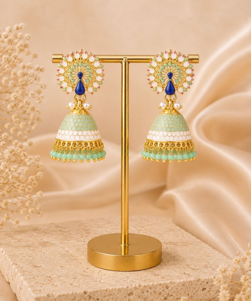 Gold Plated Peacock Style Jhumki Earrings