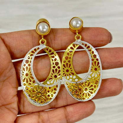 Dual-Tone Filigree Earrings