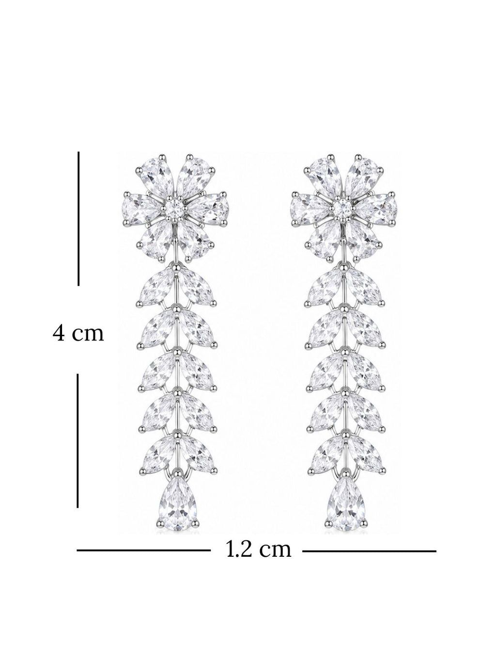 Rhodium Plated Cubic Zirconia Drop Earrings
