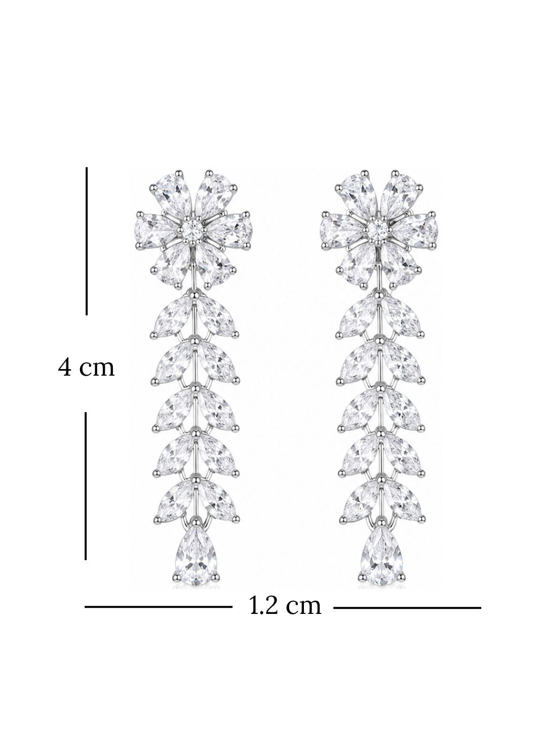 Rhodium Plated Cubic Zirconia Drop Earrings