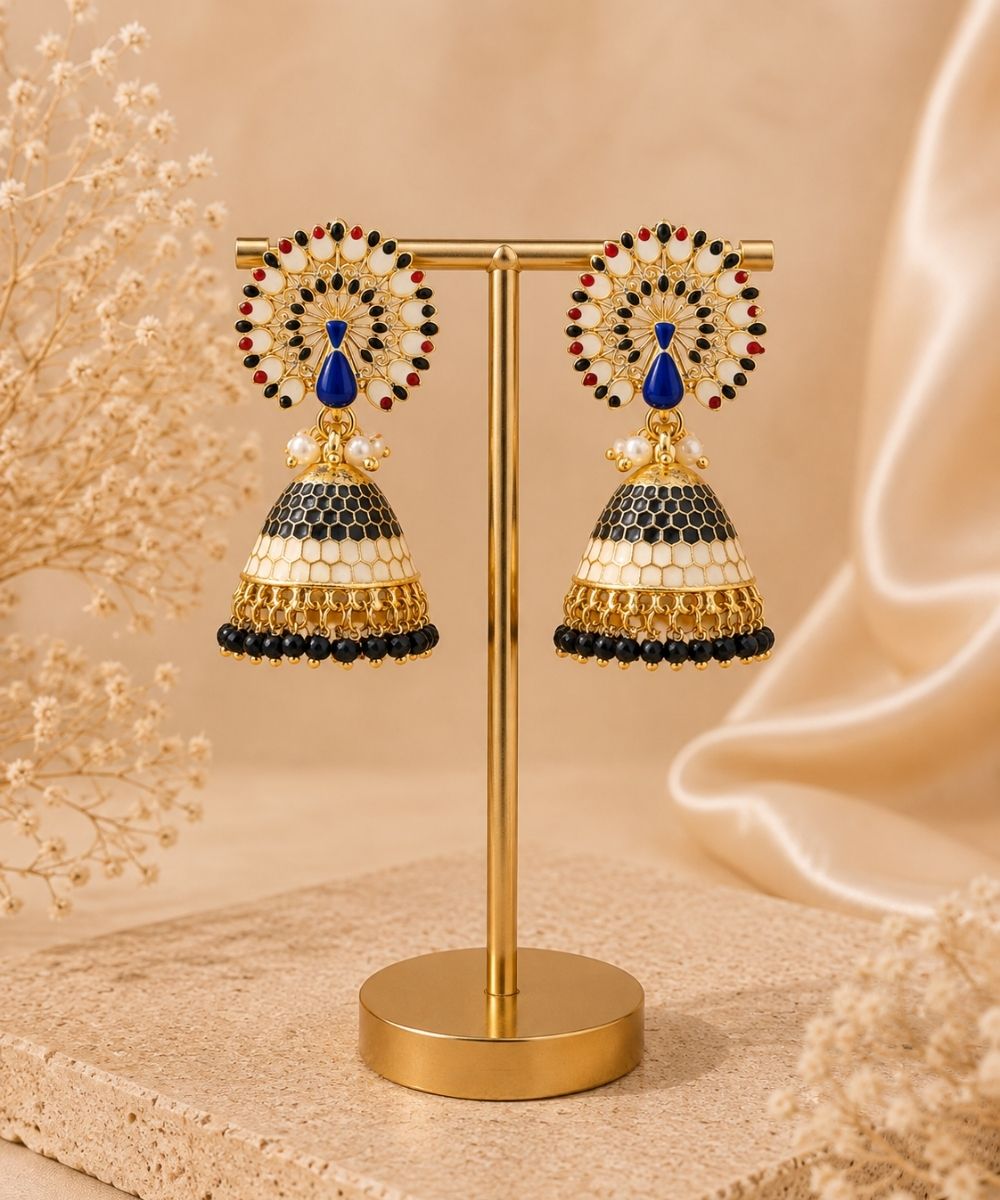Gold Plated Peacock Style Jhumki Earrings