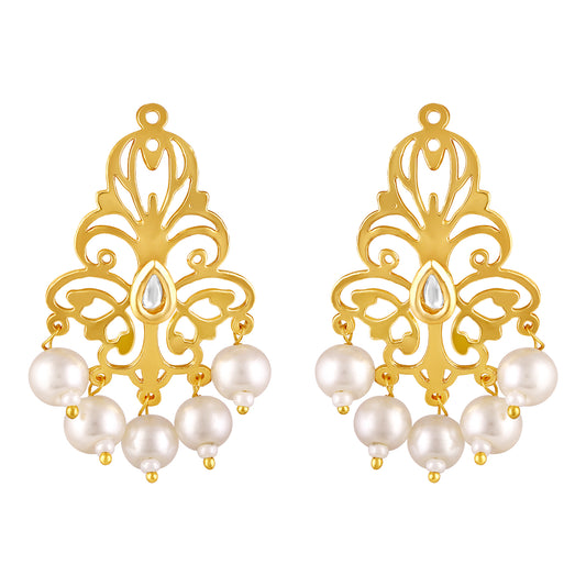 BDiva 18k Gold Plated Pearl Drop Lightweight Earrings