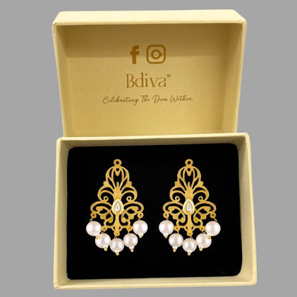 Gold Plated Pearl Drop Earrings