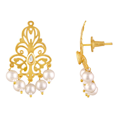 Gold Plated Pearl Drop Earrings