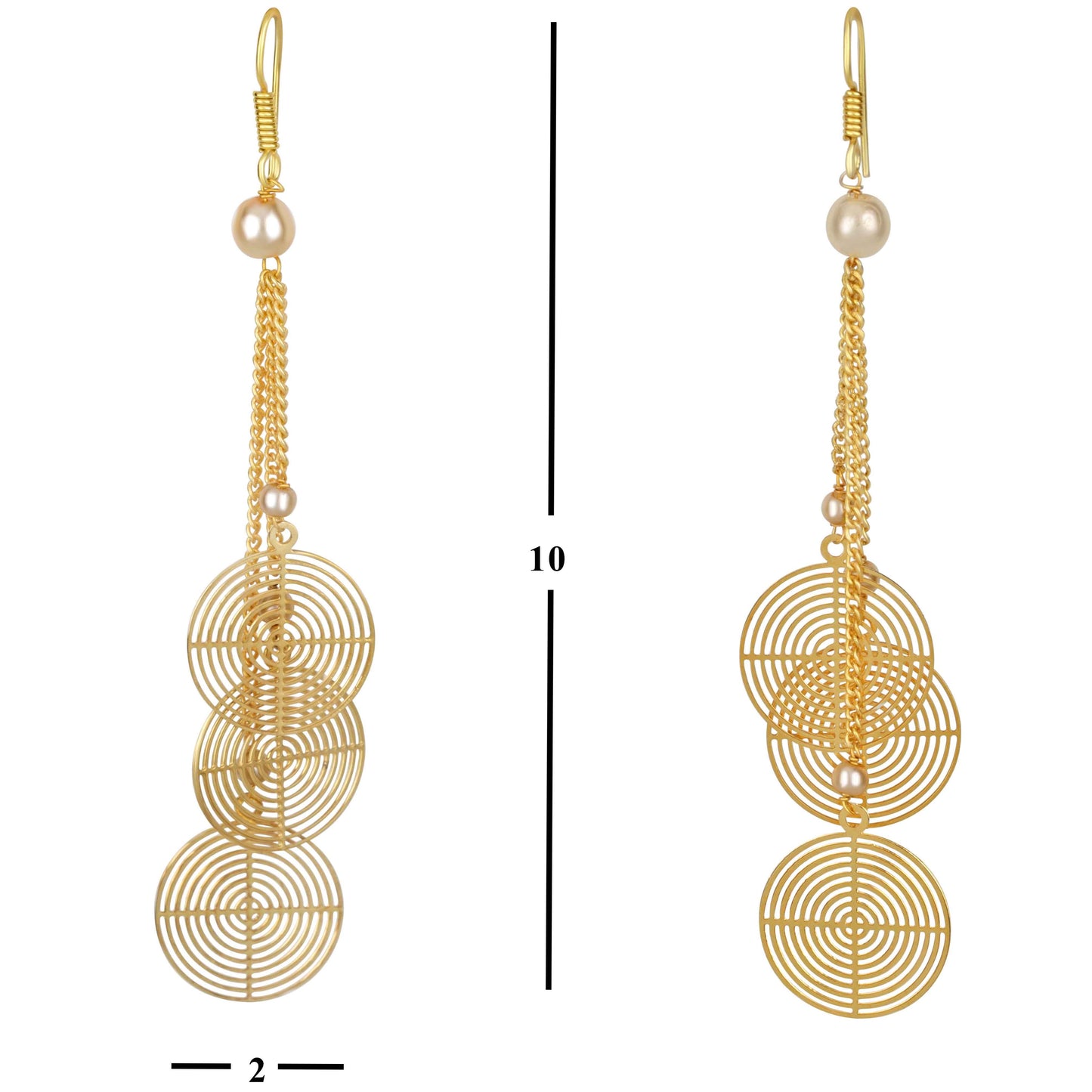 Bdiva 18K Gold Plated Light Weight Concentric Disc Danglers.
