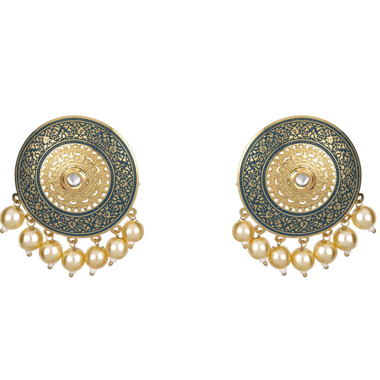 Bdiva 18K Gold Plated Enamelled Stud Earrings.