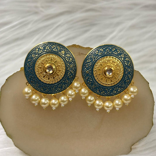 Bdiva 18K Gold Plated Enamelled Stud Earrings.