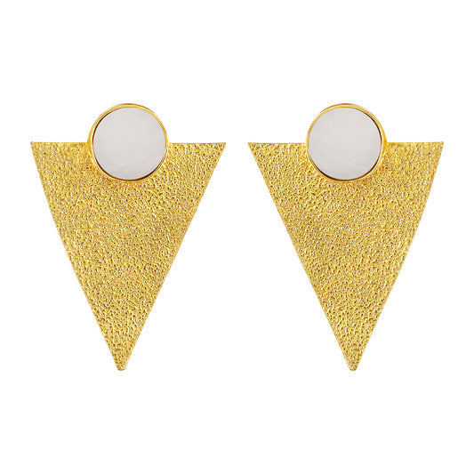 BDiva18k Gold Plated Mother Of Pearl Geometric Gold Statement Earrings