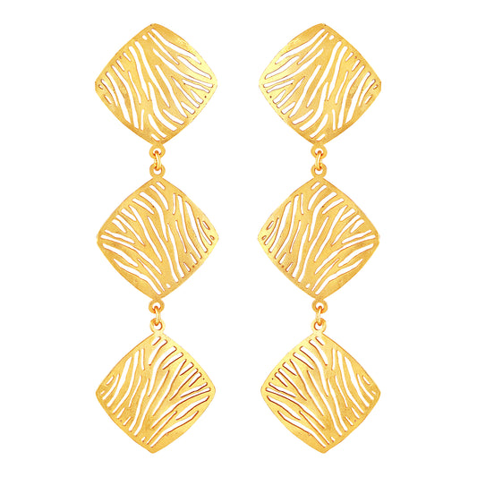 Bdiva 18K Gold Plated Cut-Out Dangle with a Exquisite Geometric Design