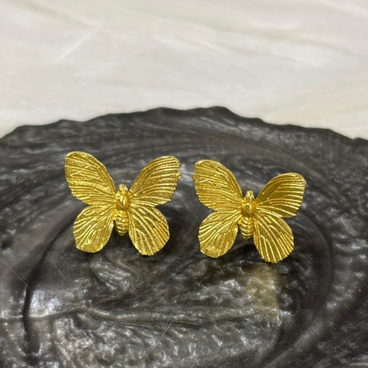 High-Quality Gold-Plated Butterfly Stud Earrings