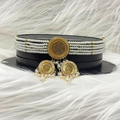 Gold Plated Semi Cultured Pearl Choker Set