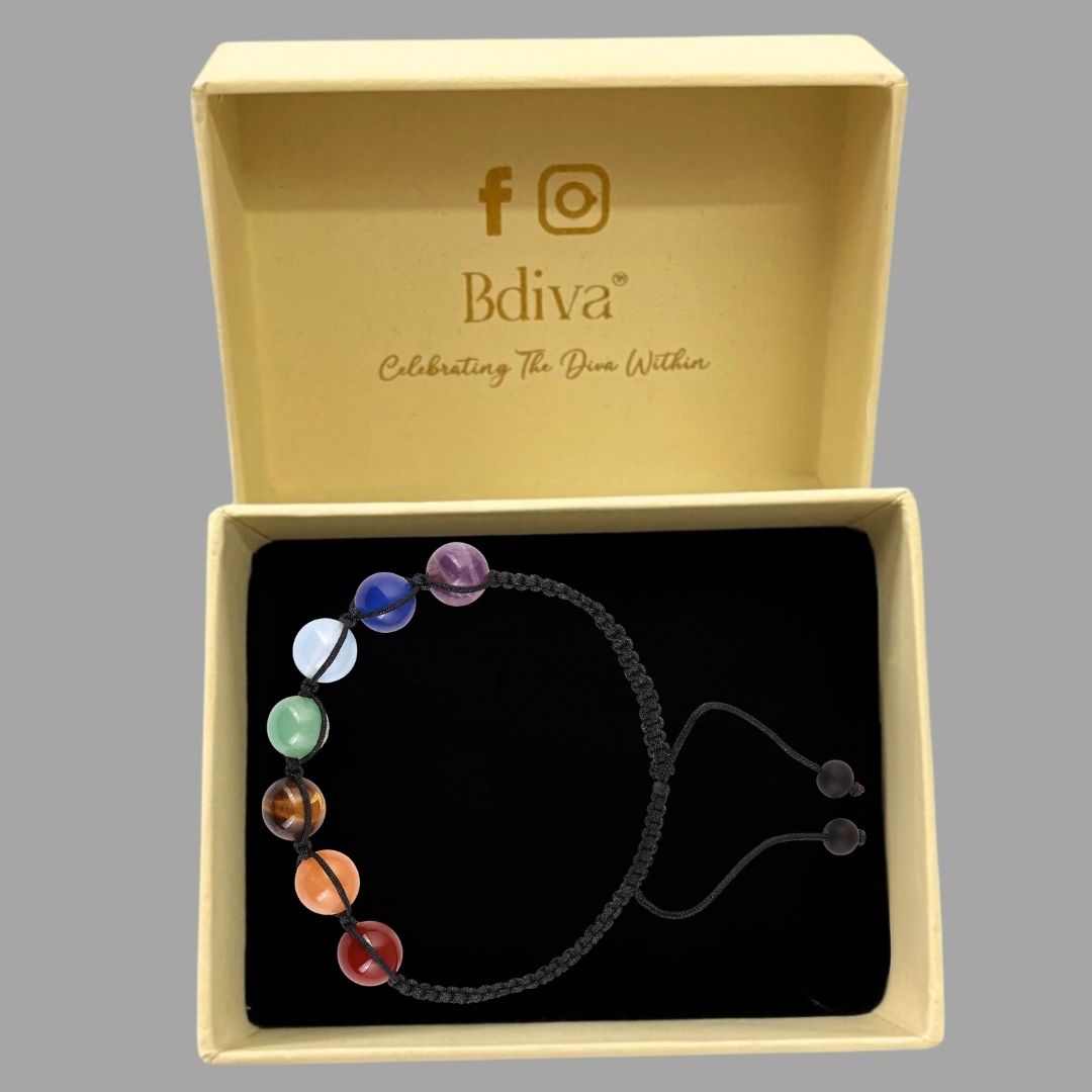 BDiva 18k Gold Plated Chakra Healing Stone Bracelet Align Your Energy, Elevate Your Style
