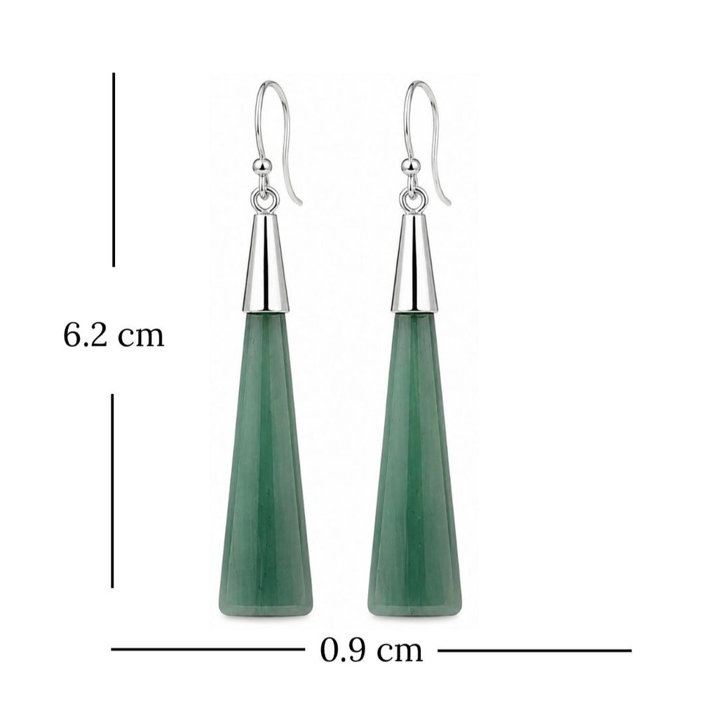 Rhodium Plated Turquoise Stone Dangle Earrings