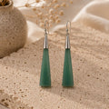 Rhodium Plated Turquoise Stone Dangle Earrings