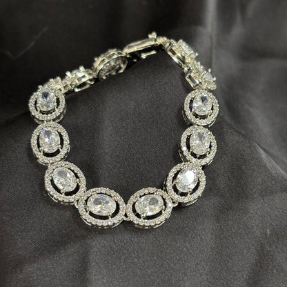 Rhodium Plated Cubic Zirconia Tennis Bracelet
