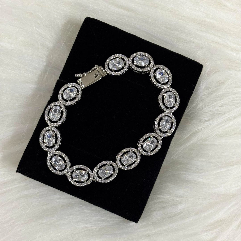 Rhodium Plated Cubic Zirconia Tennis Bracelet