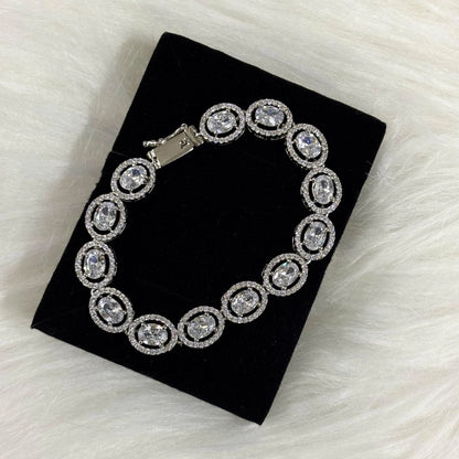 Rhodium Plated Cubic Zirconia Tennis Bracelet