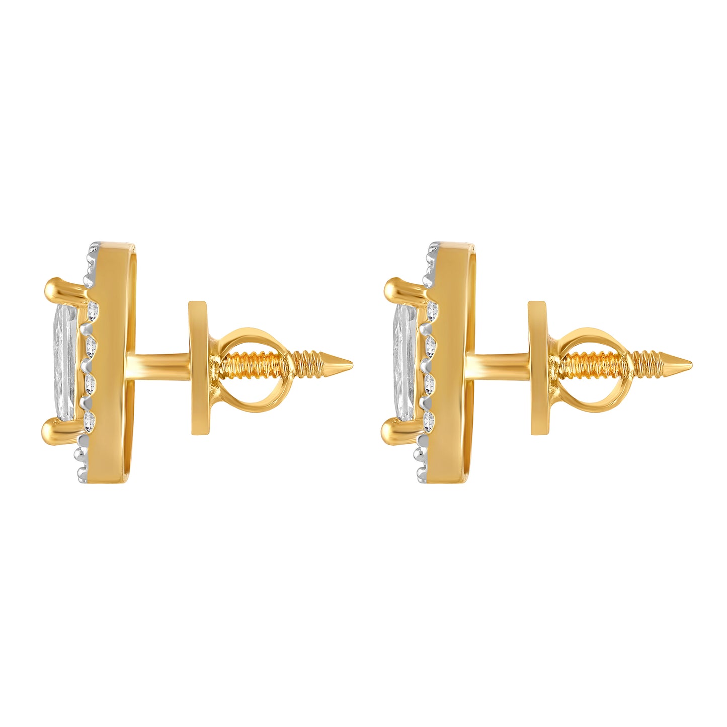 18K Gold Plated Radiant Cut Cubic Zirconia Stud Earrings