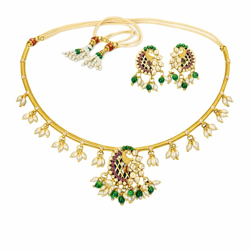 Gold Plated Kundan & Pearl Choker Set