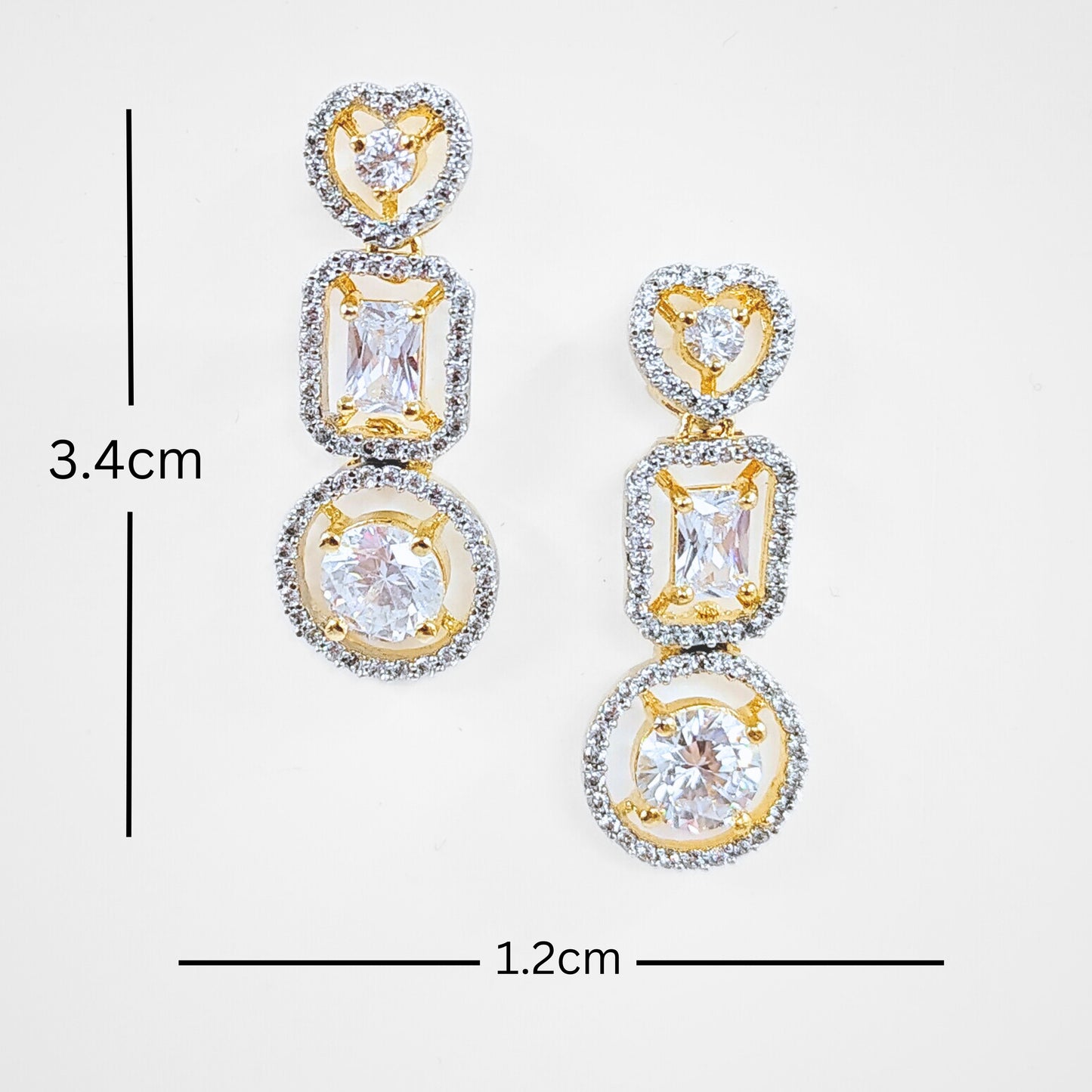 Bdiva 18k Gold Plated Cubic Zirconia Dangle Earrings