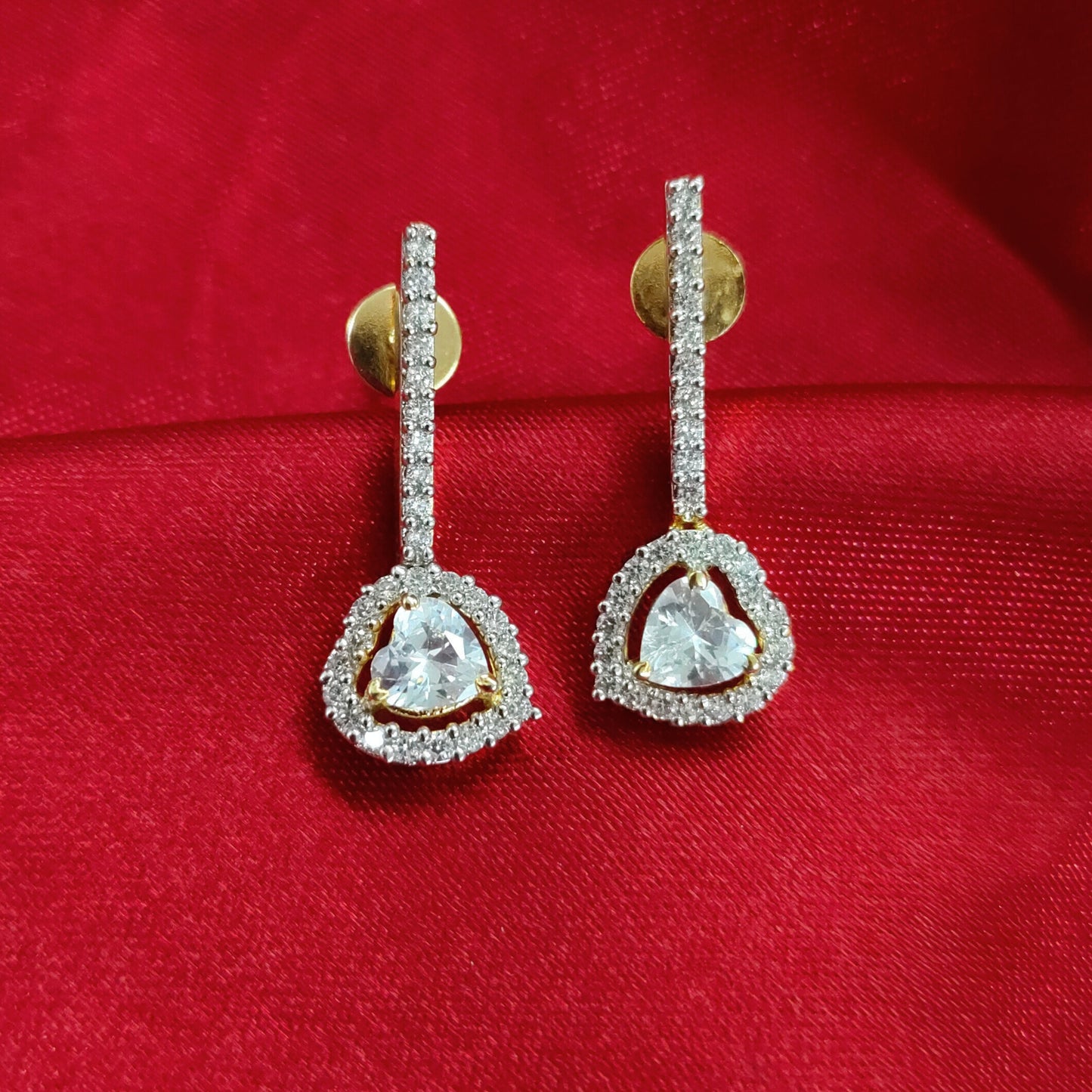 Bdiva 18k Gold Plated Heart Shaped Dangle Earrings