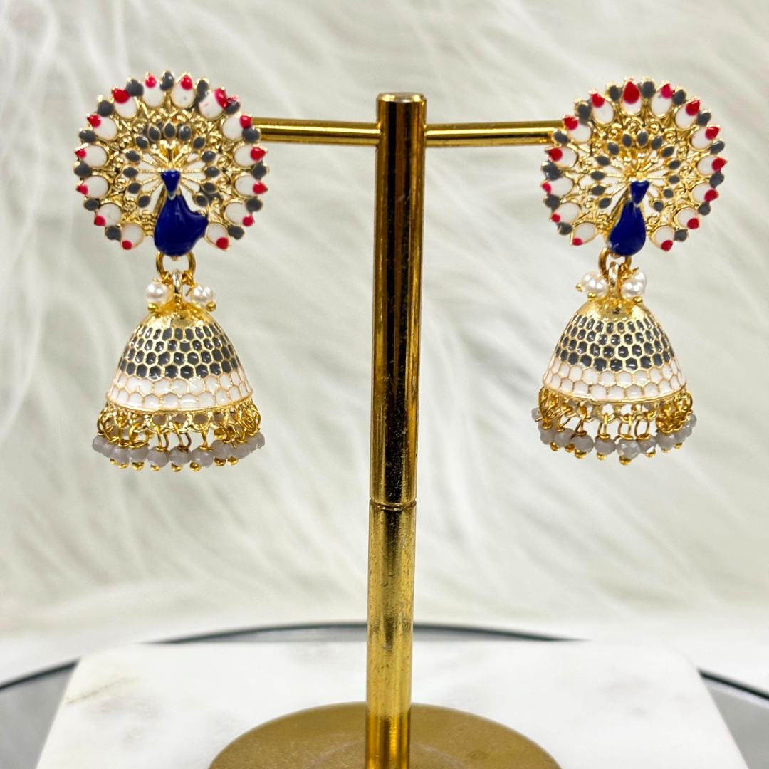 BDiva 18k Gold Plated Tradition and Modern Flair Peacock Jhumka Earrings