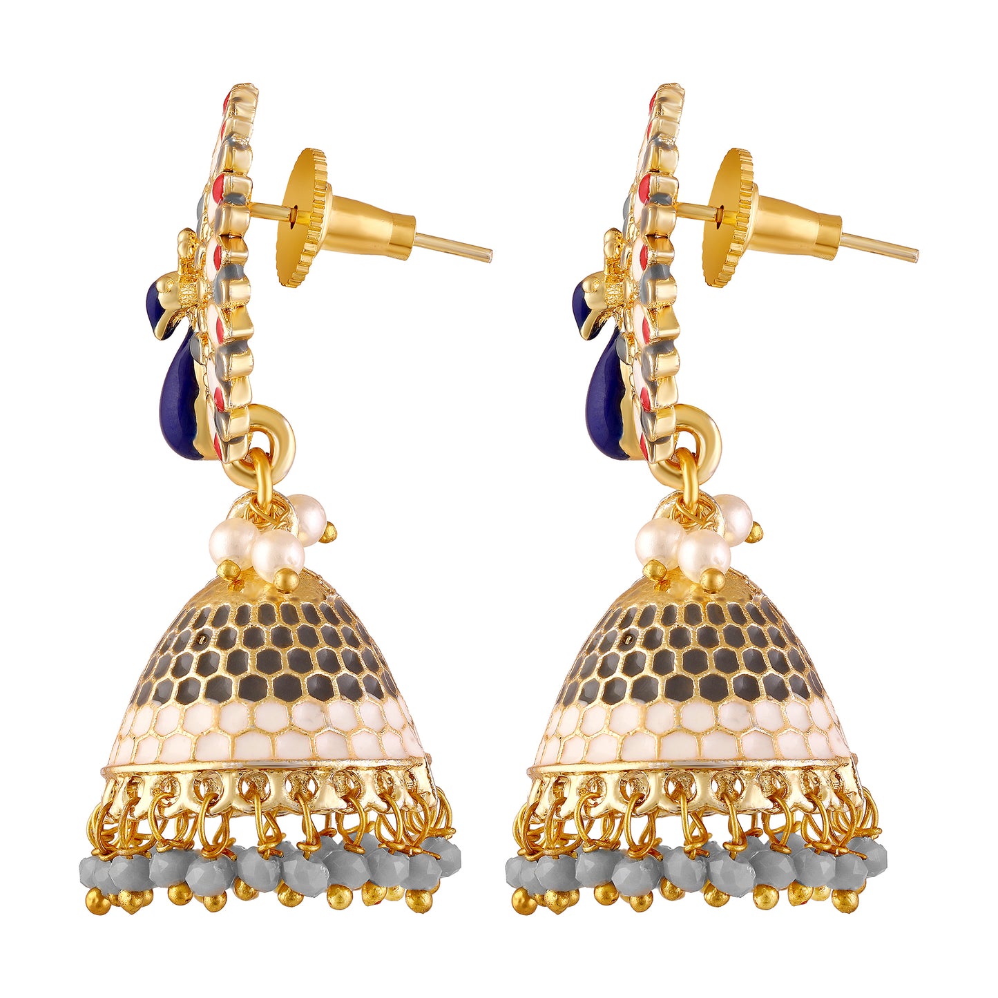 BDiva 18k Gold Plated Tradition and Modern Flair Peacock Jhumka Earrings