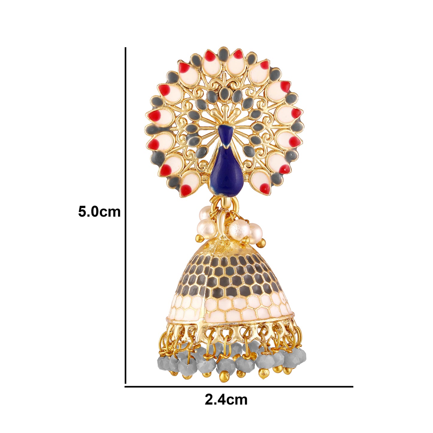 BDiva 18k Gold Plated Tradition and Modern Flair Peacock Jhumka Earrings