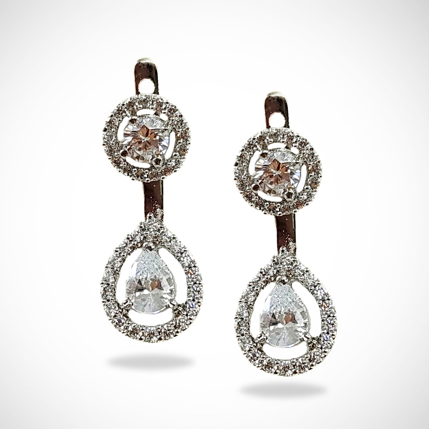 Bdiva Rhodium Plated Cubic Zirconia Dangle Earrings